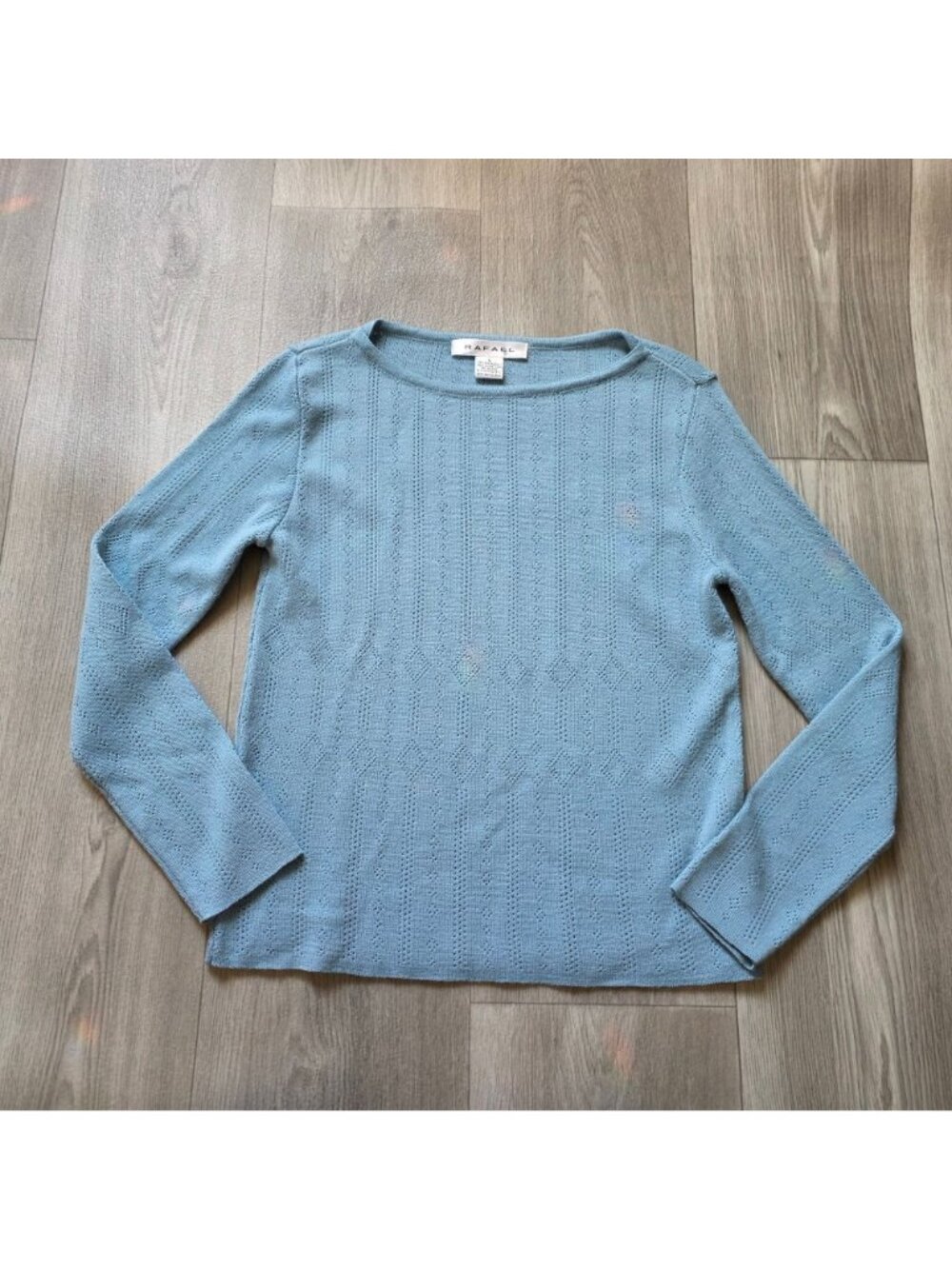 Rafael Womens Light Blue Knit Sweater Small Lambs Wool Blend Long Sleeve - Picture 3 of 6